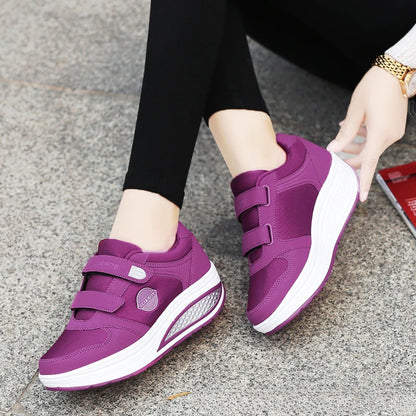Women's Swing Sneakers 2025 Wedge Platform Toning Sports Shoes for Woman Thick Sole Breathable Fitness Rocking Mom Shoes