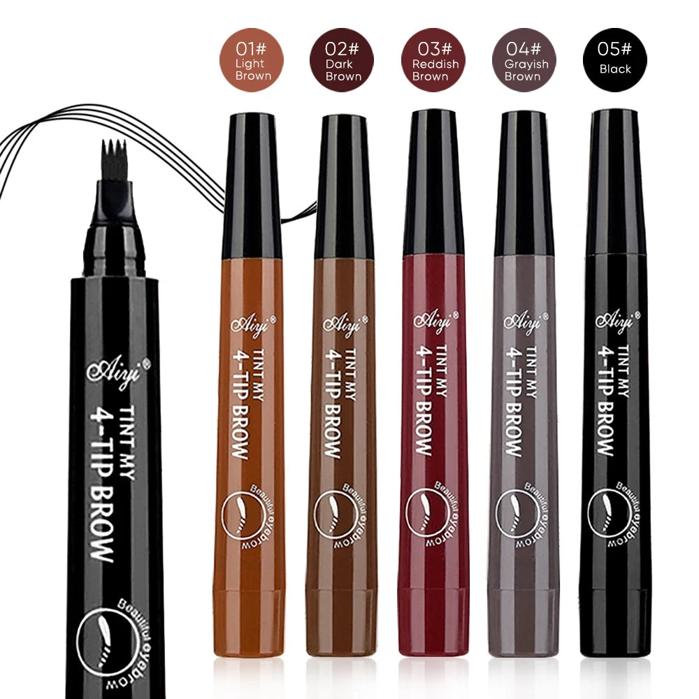 Four-pronged eyebrow pencil non-smudged, water-resistant