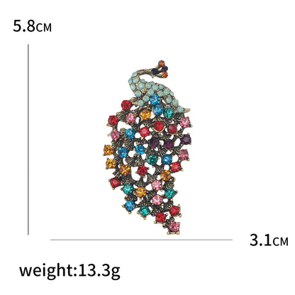 Fully Rhinestone Peacock Bird Brooch Fashionable and Elegant Coat Pin Jewelry Accessories and Gifts