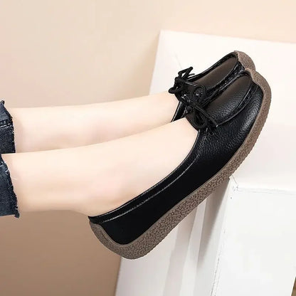 The New Shoes for Women Casual Loafers Summer Mom Flat Shoes Genuine Leather Fashion Work Casual Sneakers Zapatos De Mujer