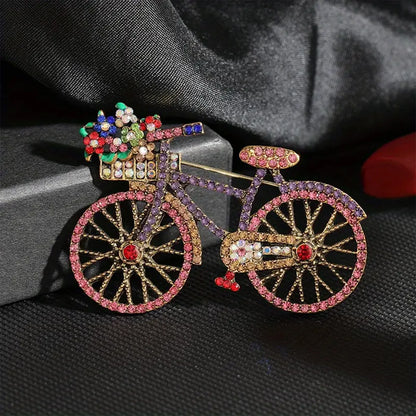 1 Piece, Elegant Vintage Flower Basket Bicycle Brooch, Exquisite Gift for Women, Versatile in All Seasons