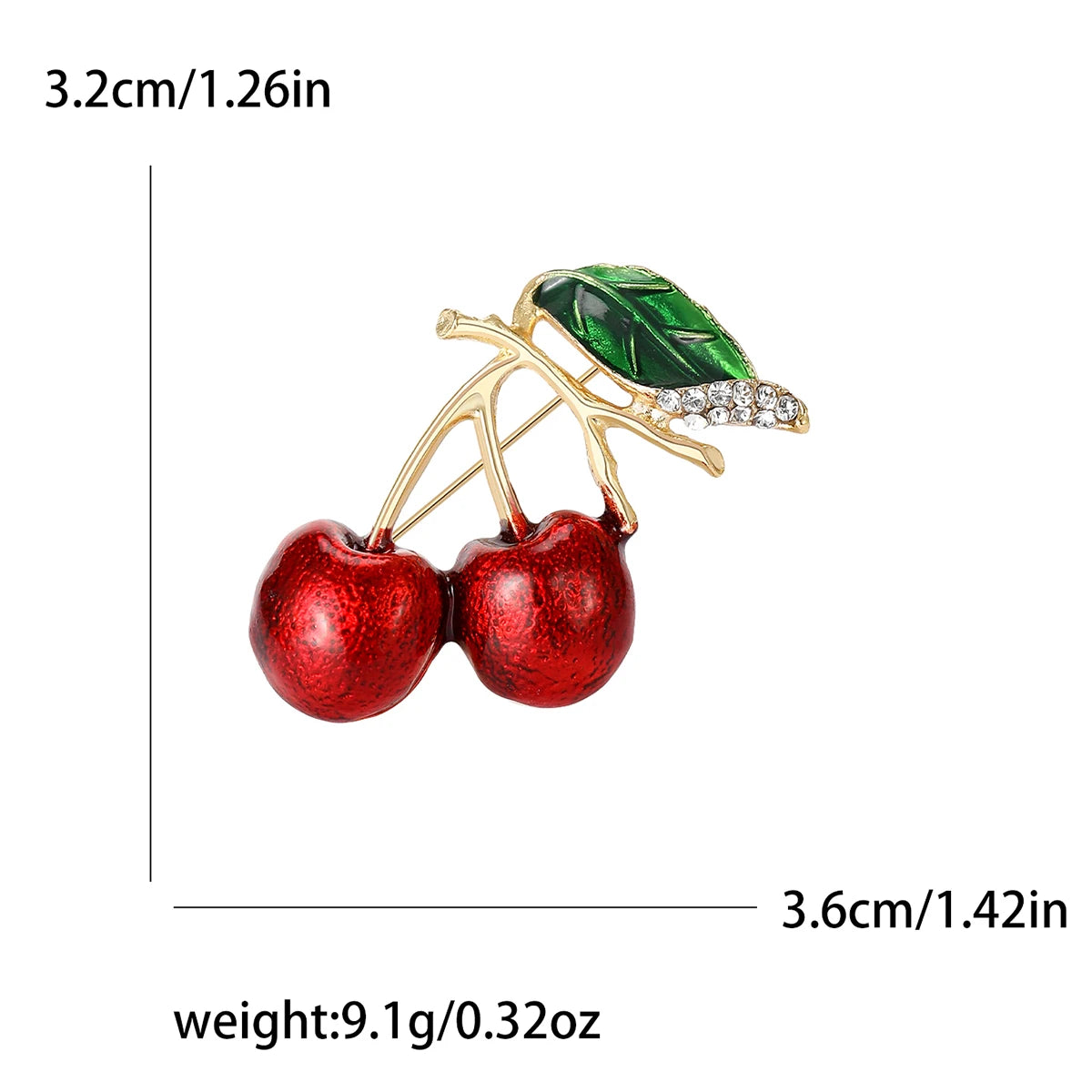 Enamel Cherry Brooches for Women Unisex Rhinestone Fruit Pins Banquet Party Backpack Gifts Jewelry Accessories