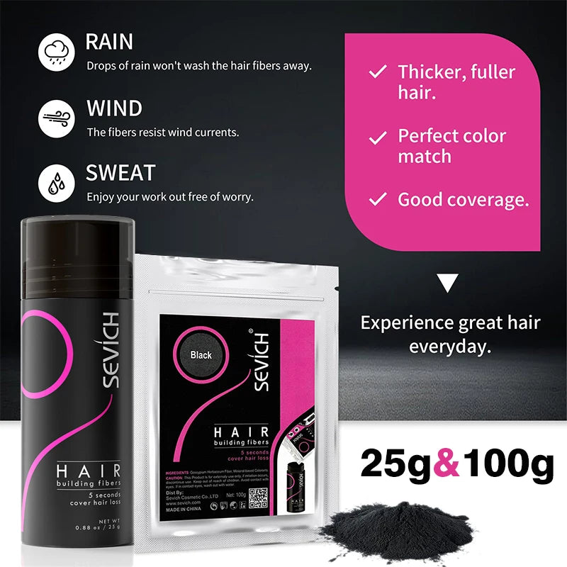 Sevich Hair Fiber For Thinning Hair & Bald Spot Instant Hair Growth Fiber Fill In Fine Or Thinning Hair Instantly Thicker Powder