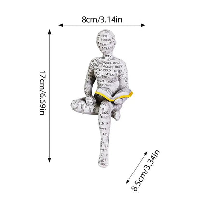 Reading Statue Man Reading Book Statue Resin Aesthetic Abstract Modern Sculptures for Coffee Table Tabletop Library Accessories