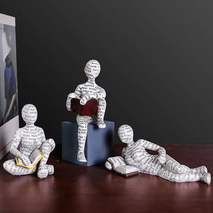 Reading Statue Man Reading Book Statue Resin Aesthetic Abstract Modern Sculptures for Coffee Table Tabletop Library Accessories