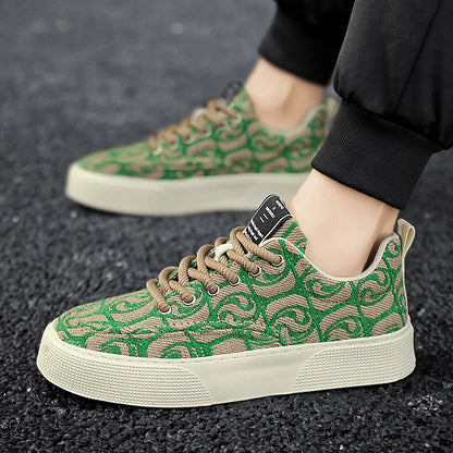 Hot Selling Red Canvas Shoes Men Trendy Print Skateboard Shoes For Man Low Cut Platform Skate Sneakers Male zapatos para hombre