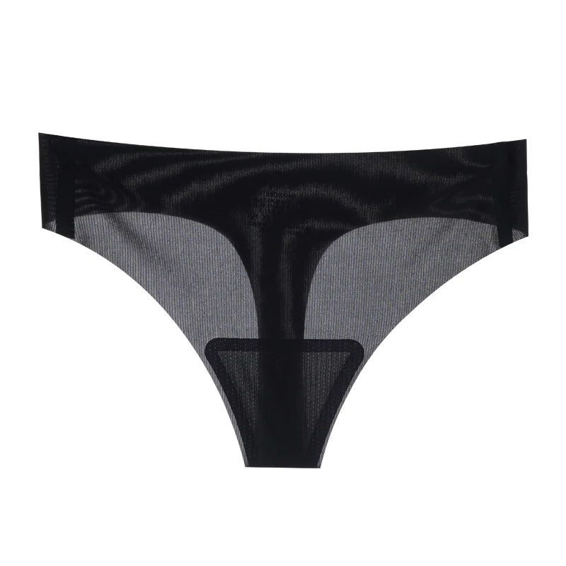 Transparent Thong Panties Women Ultra-thin Sense Sexy Female Seamless Low-rise Solid Color T-pants Quick Drying Underwear