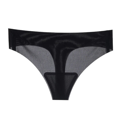 Transparent Thong Panties Women Ultra-thin Sense Sexy Female Seamless Low-rise Solid Color T-pants Quick Drying Underwear