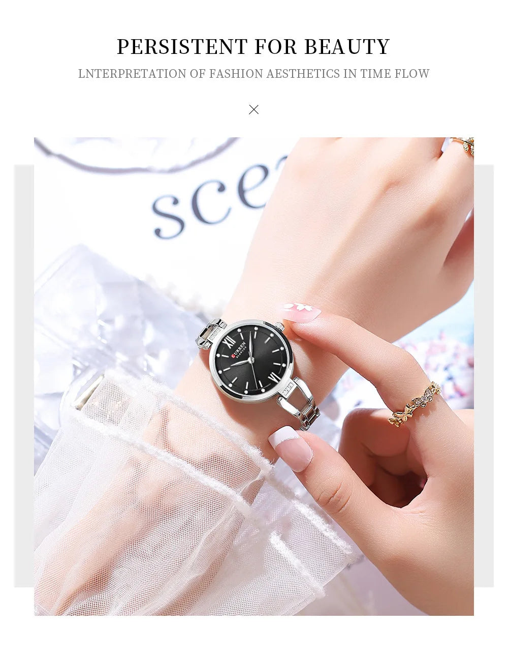 CURREN 9092 Women Quartz Watch Fashion Luxury Elegant Stainless Steel Strap Bracelet Wristwatch for Ladies Girl Female Clock