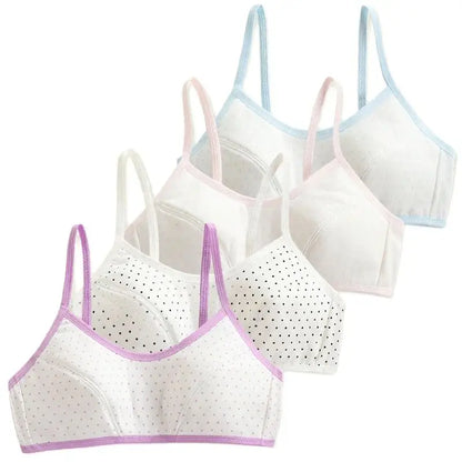 4 Pcs/Lot Girls Brassiere Cotton Underwear Back Buckle Design Adolescent Girls Training Bras Breathable Teenage Girl Tops Bra