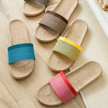 Home slippers for women anti slip flooring for summer indoor linen slippers for men home linen slippers cool slippers