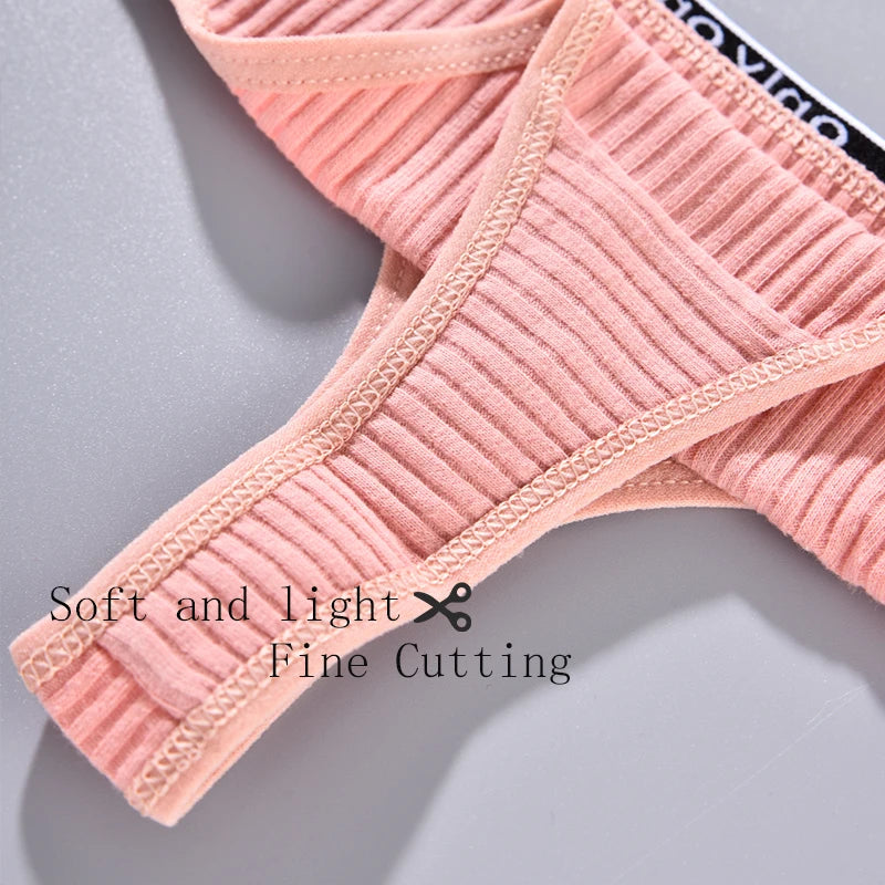4PCS Sexy Erotic Women's Thong Solid Color Cotton Women's Panties Soft Skin Friendly Women's Underwear Seamless Cute Lingerie
