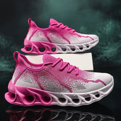 ELUVA Unisex Running Shoes Men Women Lightweight Mesh Breathable Comfortable Flat Soft Tennis Shoes Summer Lace-up Sneakers Man