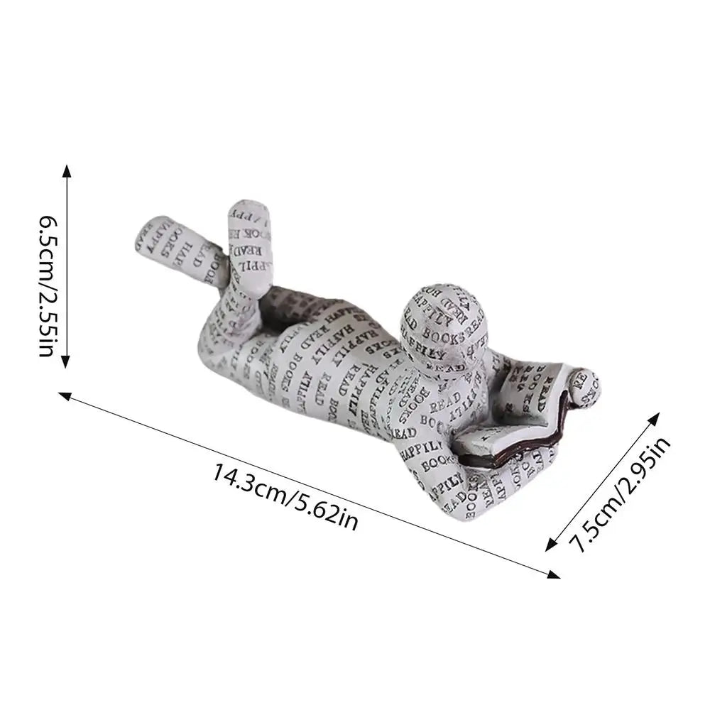 Reading Statue Man Reading Book Statue Resin Aesthetic Abstract Modern Sculptures for Coffee Table Tabletop Library Accessories