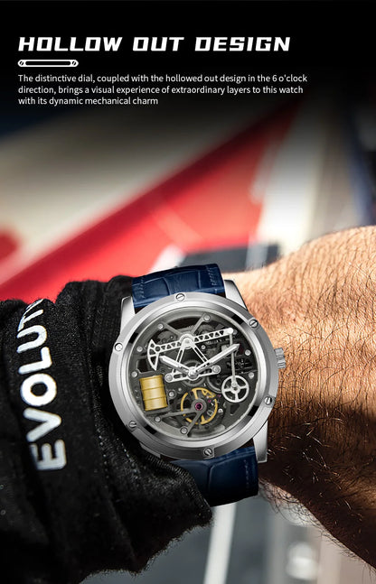 Pindu Men's New Mechanical Watch Leather Sapphire Crystal Commercial Men's Watch Miyota 8215 Automatic Watch 50m Waterproof