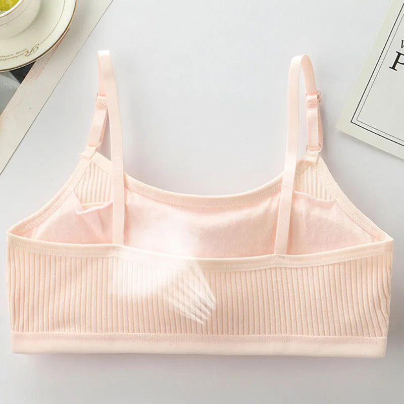 4 Pcs/Lot Children Innerwear Cotton Girls Bra Removable Sponge Cup Puberty Girls Training Bras Breathable Teenage Girl Brassiere