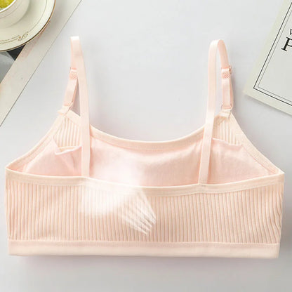 4 Pcs/Lot Children Innerwear Cotton Girls Bra Removable Sponge Cup Puberty Girls Training Bras Breathable Teenage Girl Brassiere
