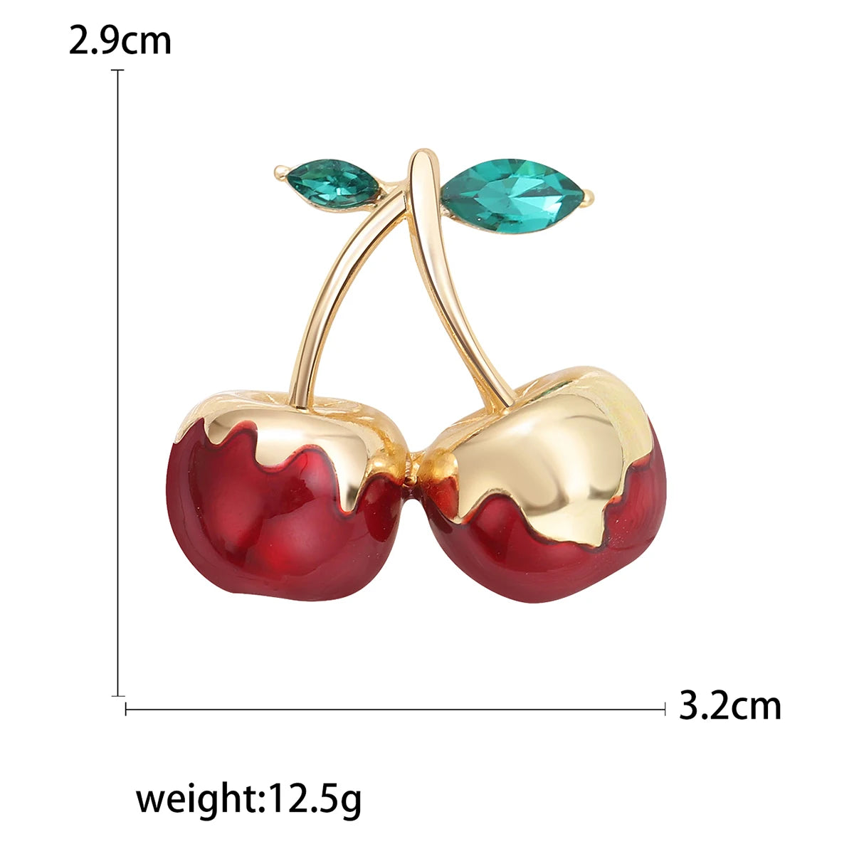 Enamel Cherry Brooches for Women Unisex Rhinestone Fruit Pins Banquet Party Backpack Gifts Jewelry Accessories
