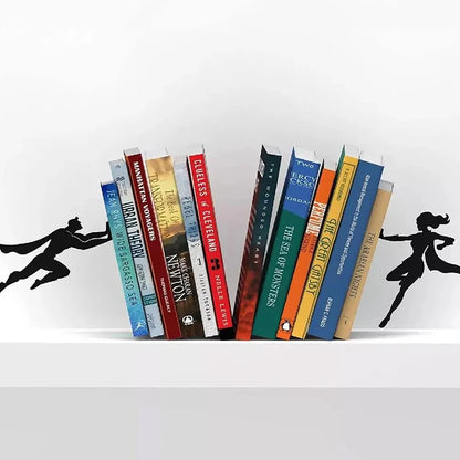 Creative Super Hero Bookshelf Figurines Metal Book Storage Display