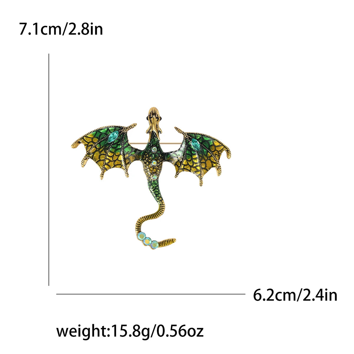 Enamel Dragon Pins for Women Rhinestone Flying Dragons Brooches Office Party Friend Gifts Jewelry Accessories