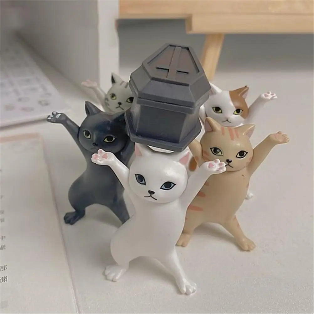 Cat Ornaments Anime Raising Hands Dancing Cat Model Cat Ornaments Cat Figures Toys for Children s Room Study Room