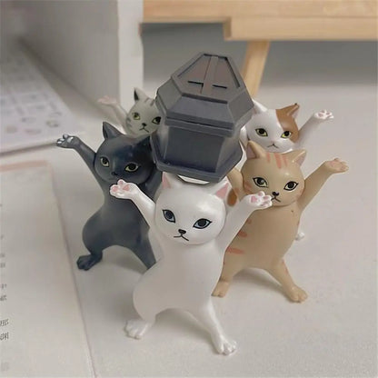 Cat Ornaments Anime Raising Hands Dancing Cat Model Cat Ornaments Cat Figures Toys for Children s Room Study Room
