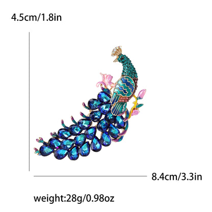 Fully Rhinestone Peacock Bird Brooch Fashionable and Elegant Coat Pin Jewelry Accessories and Gifts