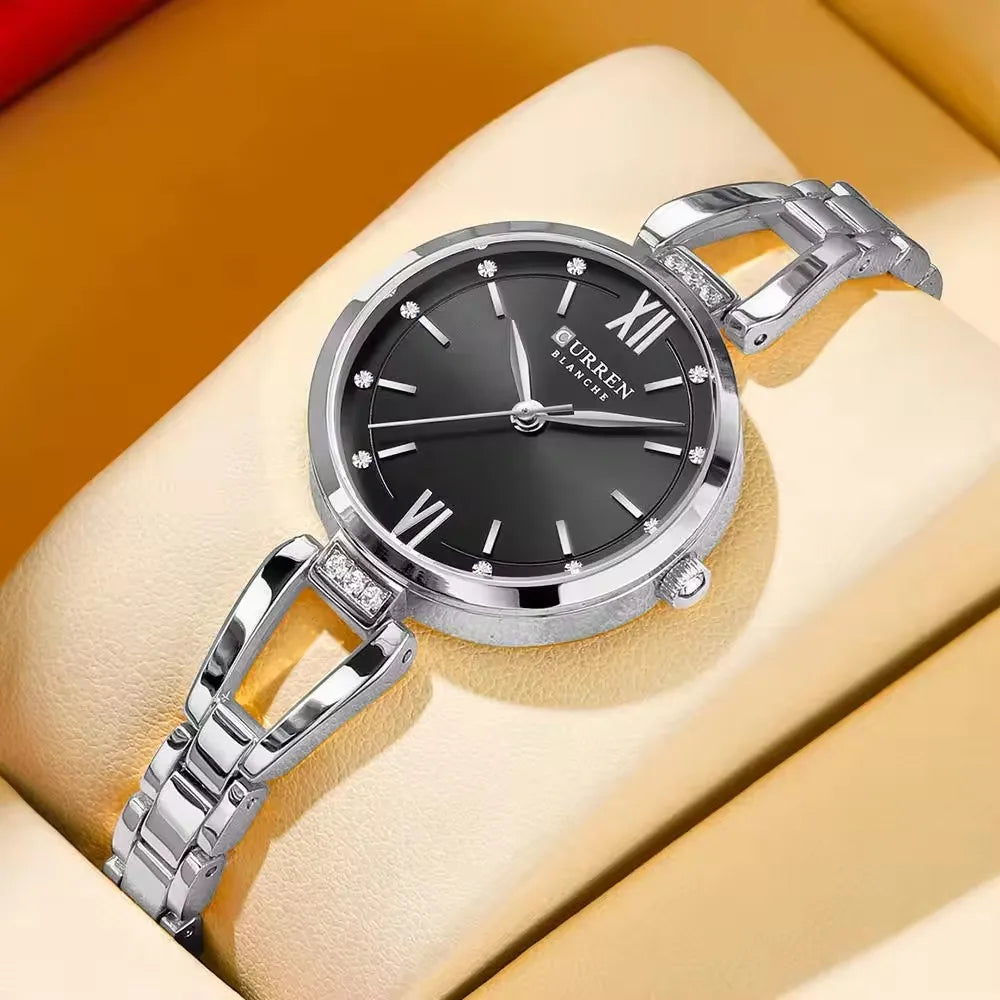CURREN 9092 Women Quartz Watch Fashion Luxury Elegant Stainless Steel Strap Bracelet Wristwatch for Ladies Girl Female Clock