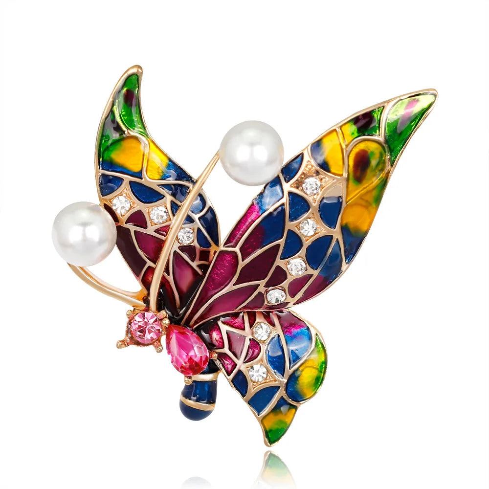 Shiny Rhinestone Butterfly Brooches For Women Luxury Jewelry Vintage Enamel Pin Animal Badges Large Butterfly Brooch Pin Gifts