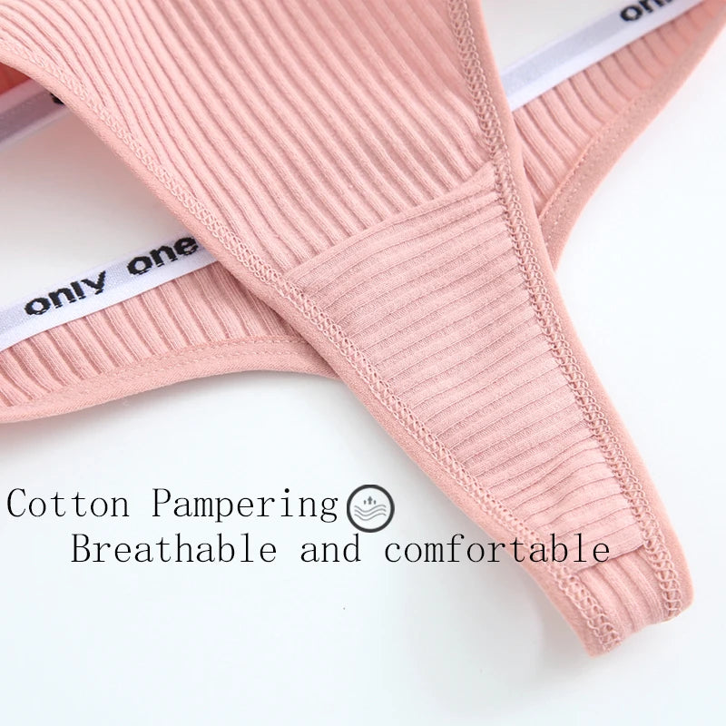 4PCS Sexy Erotic Women's Thong Solid Color Cotton Women's Panties Soft Skin Friendly Women's Underwear Seamless Cute Lingerie