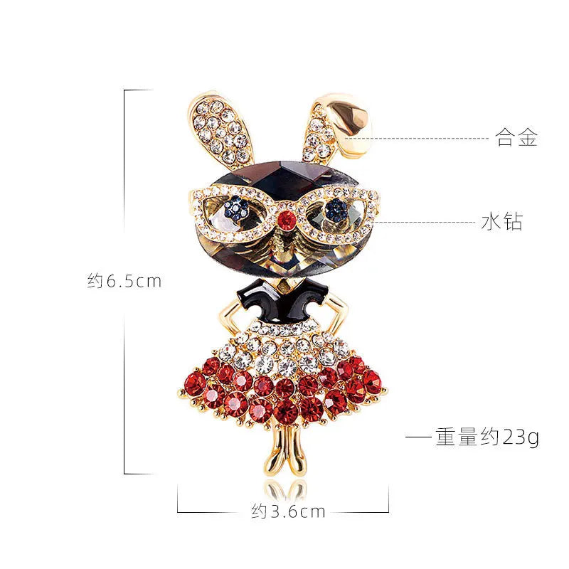Rhinestone Rabbit Brooches For Women Sparkling Beauty Animal Charm Bunny Casual 2 Colors Brooch Pins Jewelry Gifts For Girl