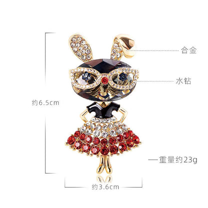 Rhinestone Rabbit Brooches For Women Sparkling Beauty Animal Charm Bunny Casual 2 Colors Brooch Pins Jewelry Gifts For Girl