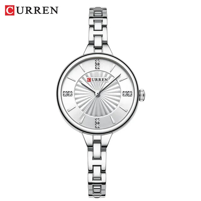 CURREN 9097 Women's Casual Quartz Watch Elegant Simple Design Waterproof Stainless Steel Strap Fashion Business Wristwatch Lady