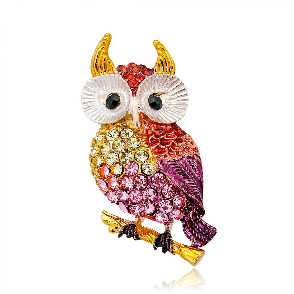Lovely Owl Brooches For Women Korean Trendy Rhinestone Jewelri Brooch Bird Animal Pin Badg Clothes Decorative Pins Corsage Gifts