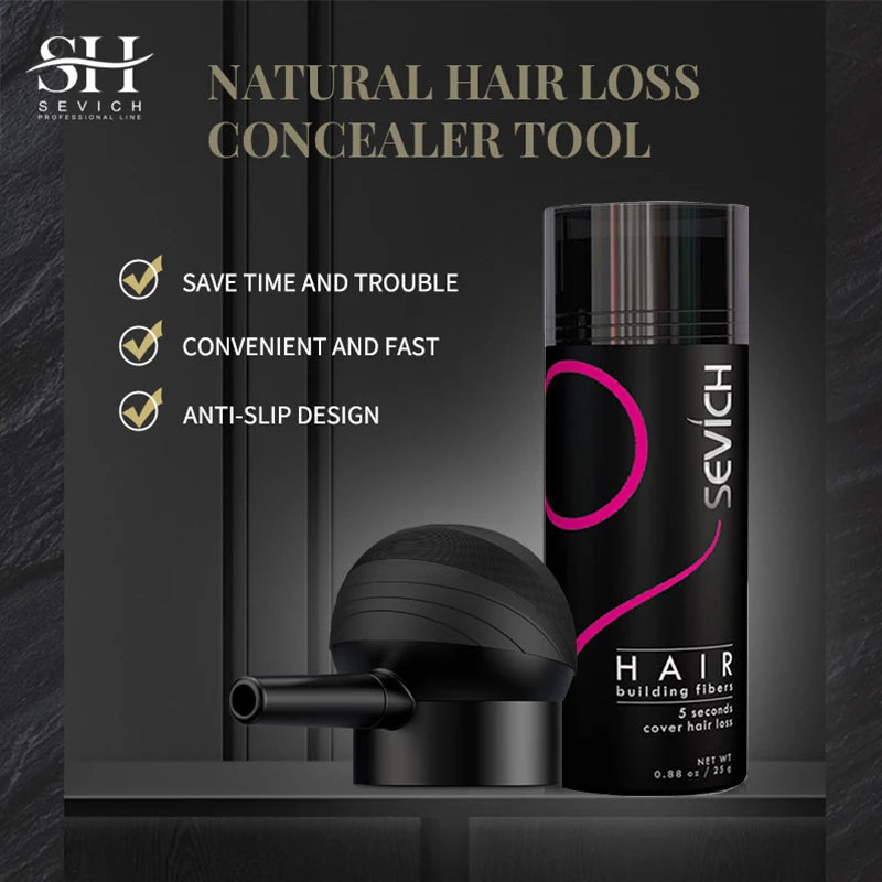 10 Colors Sevich Hair Fibers Keratin Fibers Applicator Hair Building Fibers Spray Hair Loss Instant Regrowth Thickening Powders