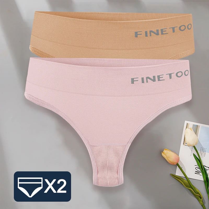 FINETOO 2PCS/Set M-2XL Bodyshaper G-String Panties Women Slim Underwear Female Lingerie Sexy Lady Thongs High Waist Underpants
