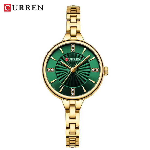 CURREN 9097 Women's Casual Quartz Watch Elegant Simple Design Waterproof Stainless Steel Strap Fashion Business Wristwatch Lady