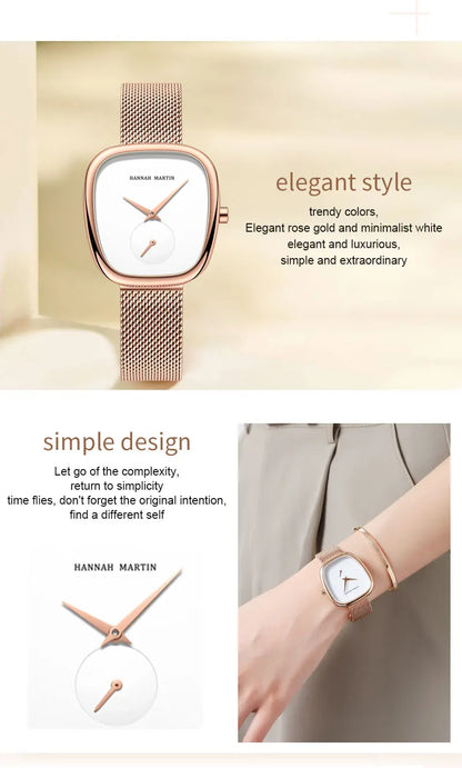 2025 New Women's Quartz Wristwatch 34mm Wine Barrel Rose Gold Black Stopwatch Fashionable Minimalist Style Oval Women's Watches