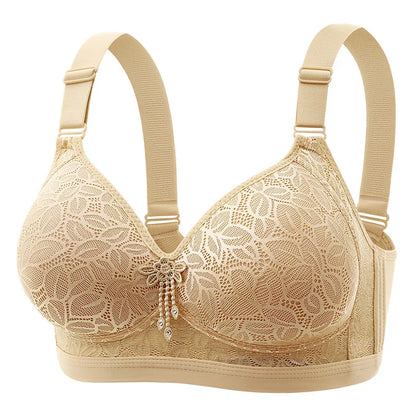 Comfortable Breathable Adjustable Brassiere Thin Section Without Steel Ring Bra Large Breasts Appear Small Side Gathering Bra