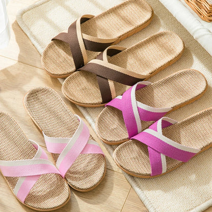 Home slippers for women anti slip flooring for summer indoor linen slippers for men home linen slippers cool slippers