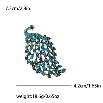 Fully Rhinestone Peacock Bird Brooch Fashionable and Elegant Coat Pin Jewelry Accessories and Gifts