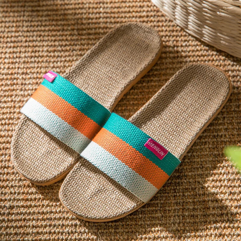 Fabric Unisex Slippers Summer Slip-On Home Slippers Breathable Soft Indoor Slippers