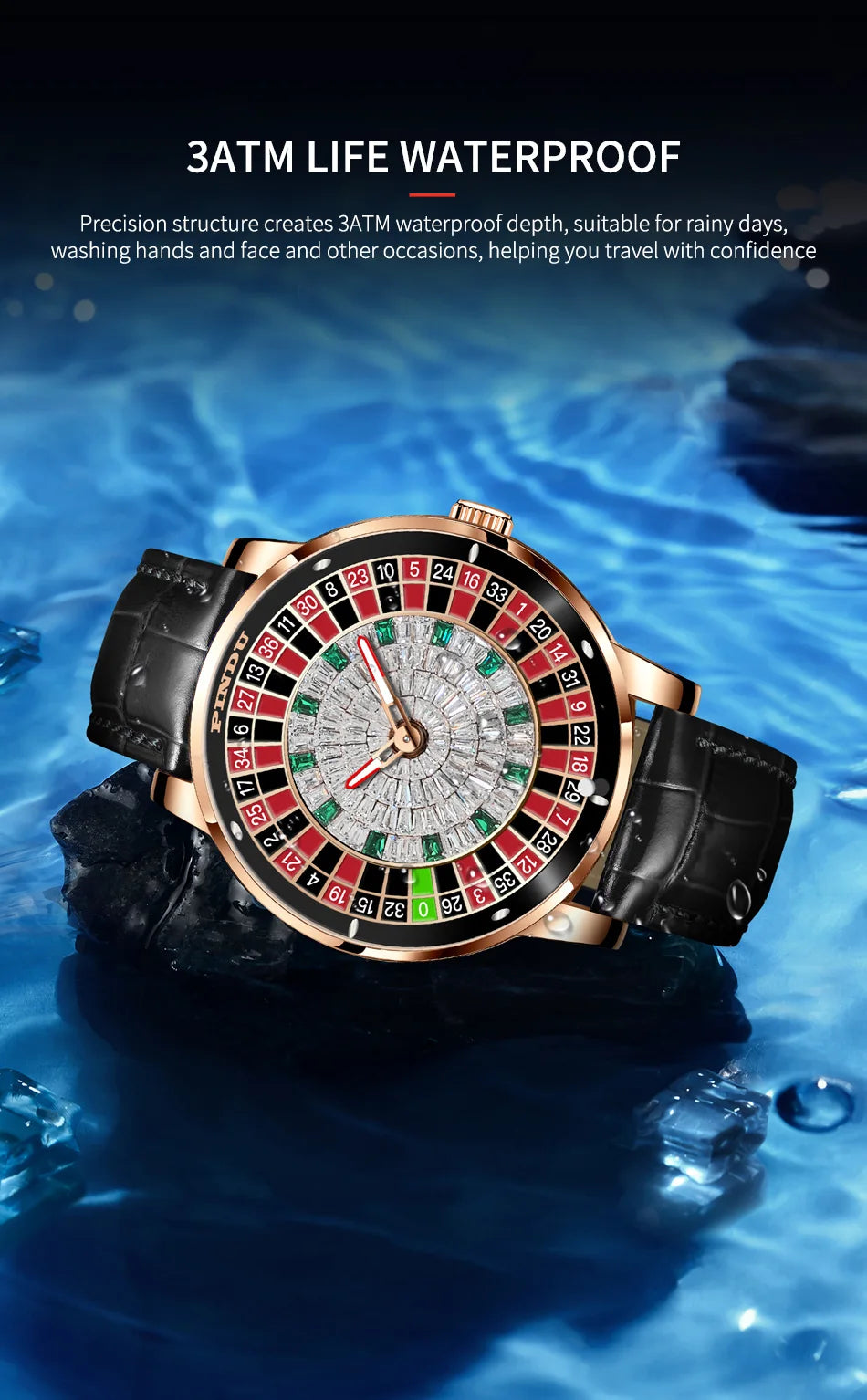 2024 New NH35 Automatic Mechanical Wristwatches Las Vegas Roulette PINDU Watch Diamond Luminous Pointer  Jacob & Co Montre Homme