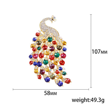 Fully Rhinestone Peacock Bird Brooch Fashionable and Elegant Coat Pin Jewelry Accessories and Gifts