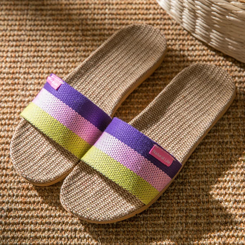 Fabric Unisex Slippers Summer Slip-On Home Slippers Breathable Soft Indoor Slippers