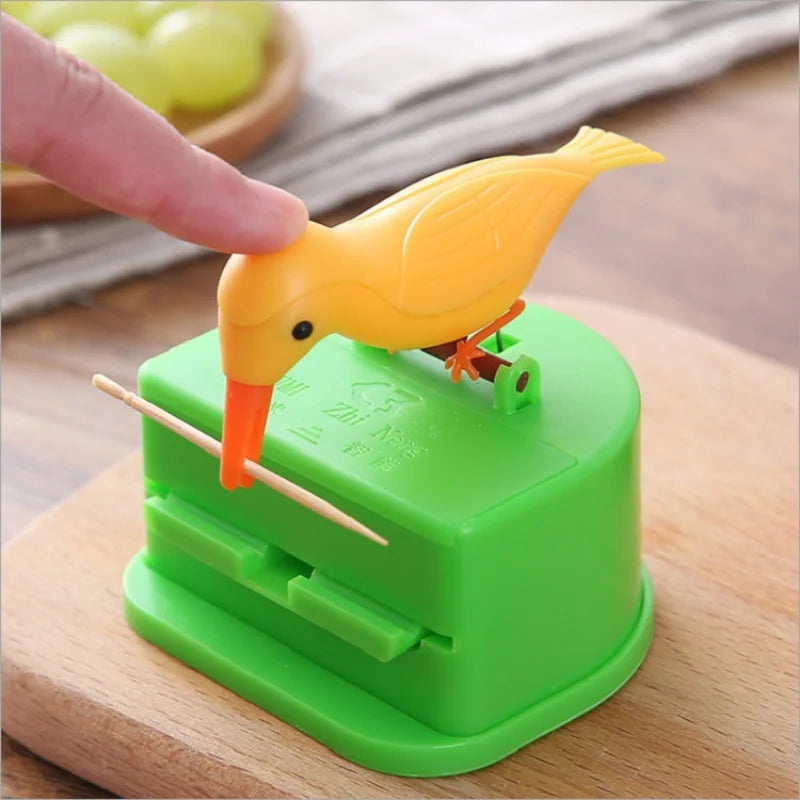 1Pc New Small Bird Toothpick Container Automatic Toothpick Dispenser Toothpick Holder Home Decoration Kitchen Accessories