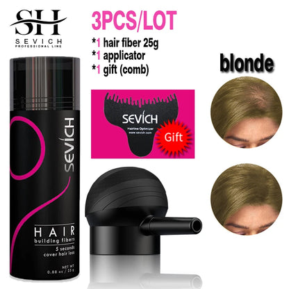 10 Colors Sevich Hair Fibers Keratin Fibers Applicator Hair Building Fibers Spray Hair Loss Instant Regrowth Thickening Powders