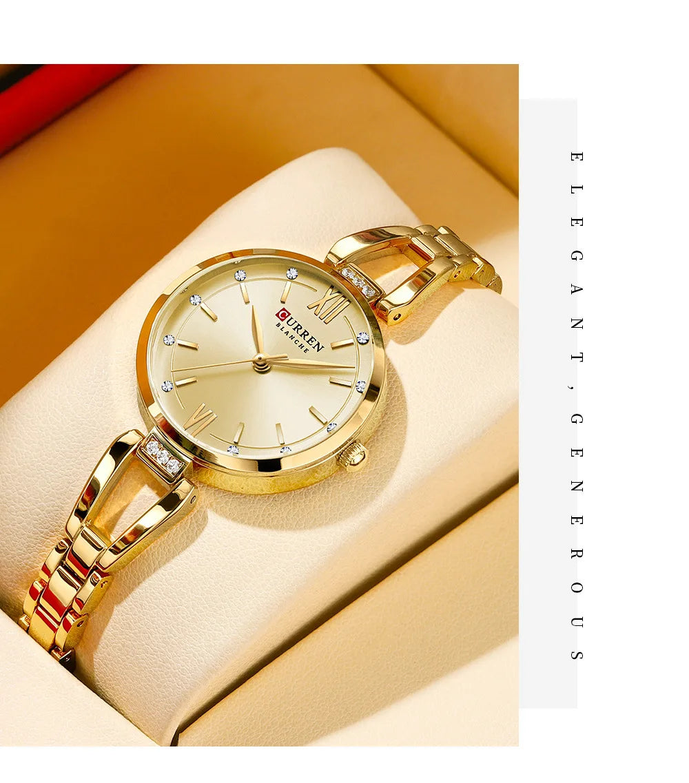 CURREN 9092 Women Quartz Watch Fashion Luxury Elegant Stainless Steel Strap Bracelet Wristwatch for Ladies Girl Female Clock
