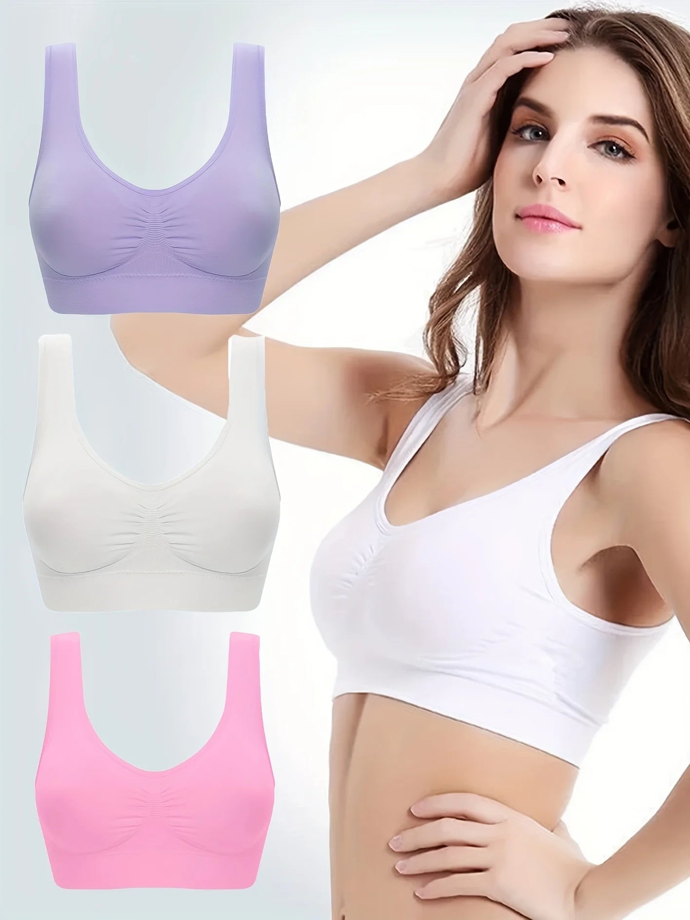 Sexy women push up  BREAST   bra big size backless  bras plus size wireless brassiere breathable seamless bra 1pcs wfws01