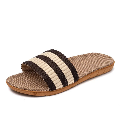 Women Linen Slippers Lightweight Couple Slippers AntiSlip Home Shoes Indoor Slippers